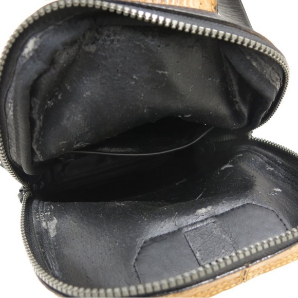 MCM Visetos PVC Calf Leather Genuine Leather Body Shoulder Bag Camel Black - Picture 9 of 10